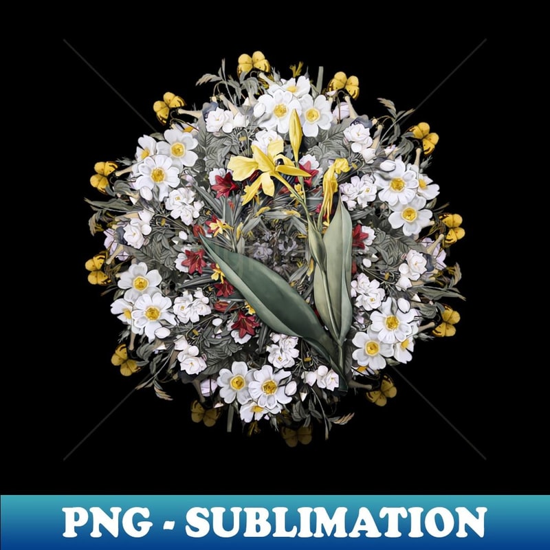 Vintage Bandana of the Everglades Flower Wreath - Artistic Sublimation Digital File