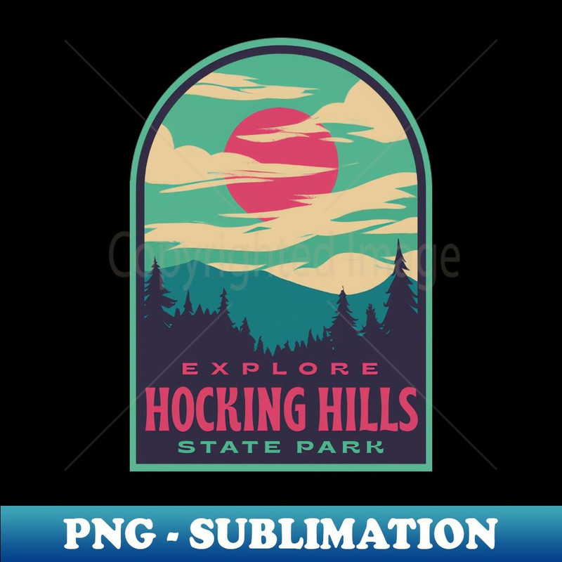 Hocking Hills State Park Retro Sunset - Special Edition Sublimation PNG File