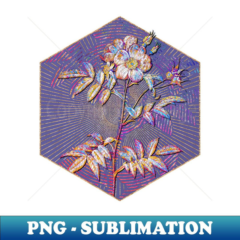 Rosa Redutea Glauca Floral Rainbow Mosaic on Veri Peri - High-Resolution PNG Sublimation File