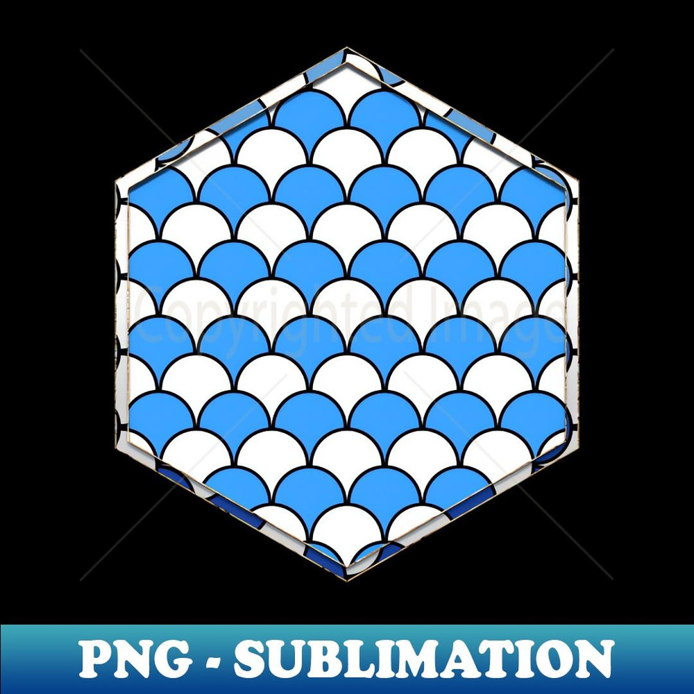 Geometric Simple Art Deco Scale Pattern in Blue n.073 - High-Resolution PNG Sublimation File