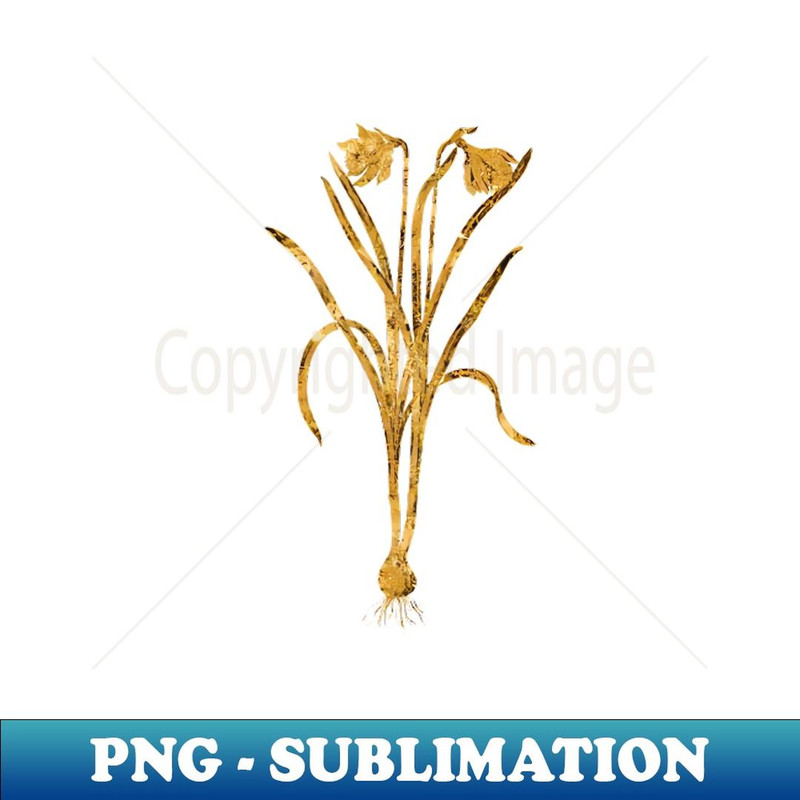 Vintage Gilded Narcissus Candidissimus Botanical Gold Leaf - Special Edition Sublimation PNG File