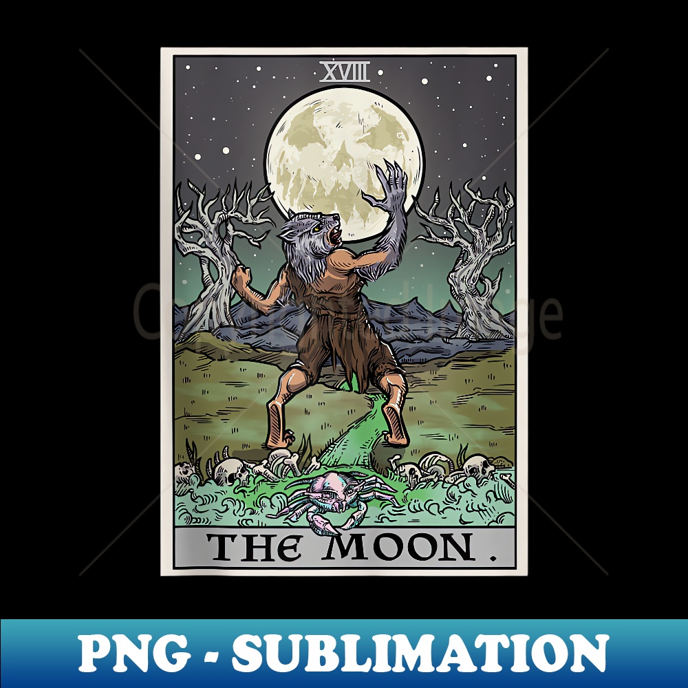 The Moon Tarot Card Halloween Werewolf Gothic Witch Horror - Professional Sublimation Digital Download