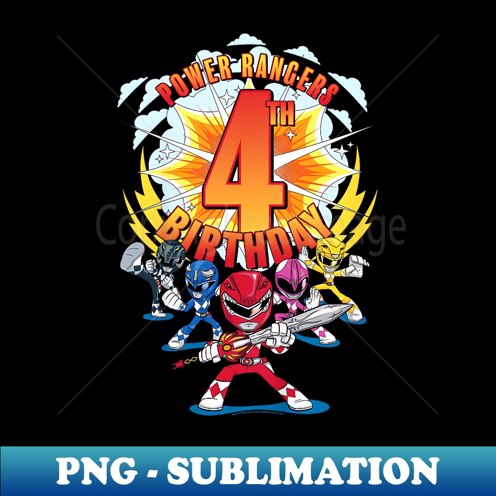 Power Rangers 4th Birthday Power Pose Group - High-Quality PNG Sublimation Download