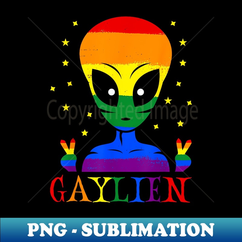 Gaylien Funny Rainbow Flag Color Halloween Alien LGBT Lover - Premium PNG Sublimation File