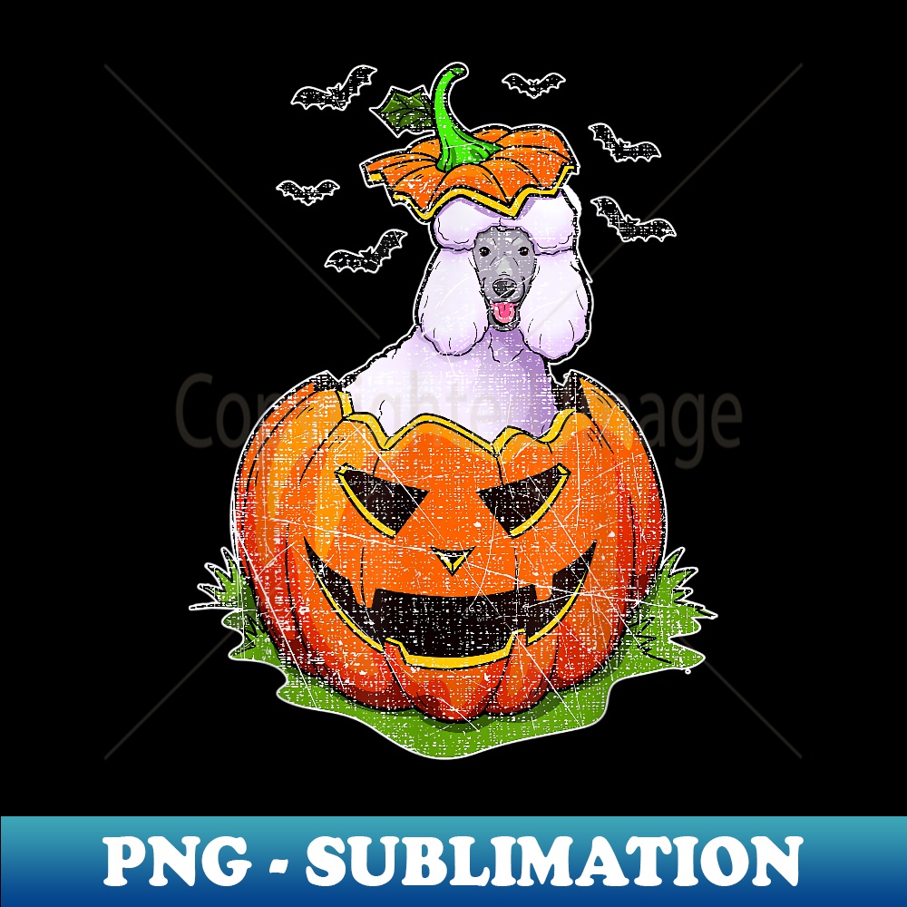 Halloween Poodle Dog Lovers Pumpkin Jack O Lantern - Decorative Sublimation PNG File