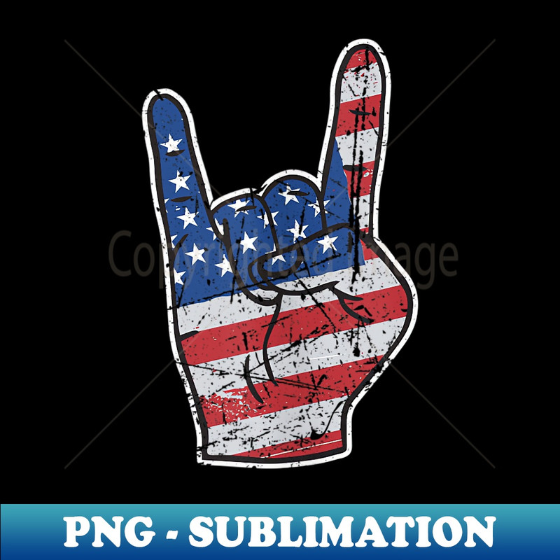 USA America Hard Rock On Fan Flag Hand - Signature Sublimation PNG File