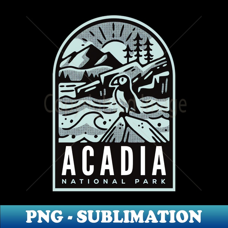 Acadia National Park Vintage Puffin - Sublimation-Ready PNG File