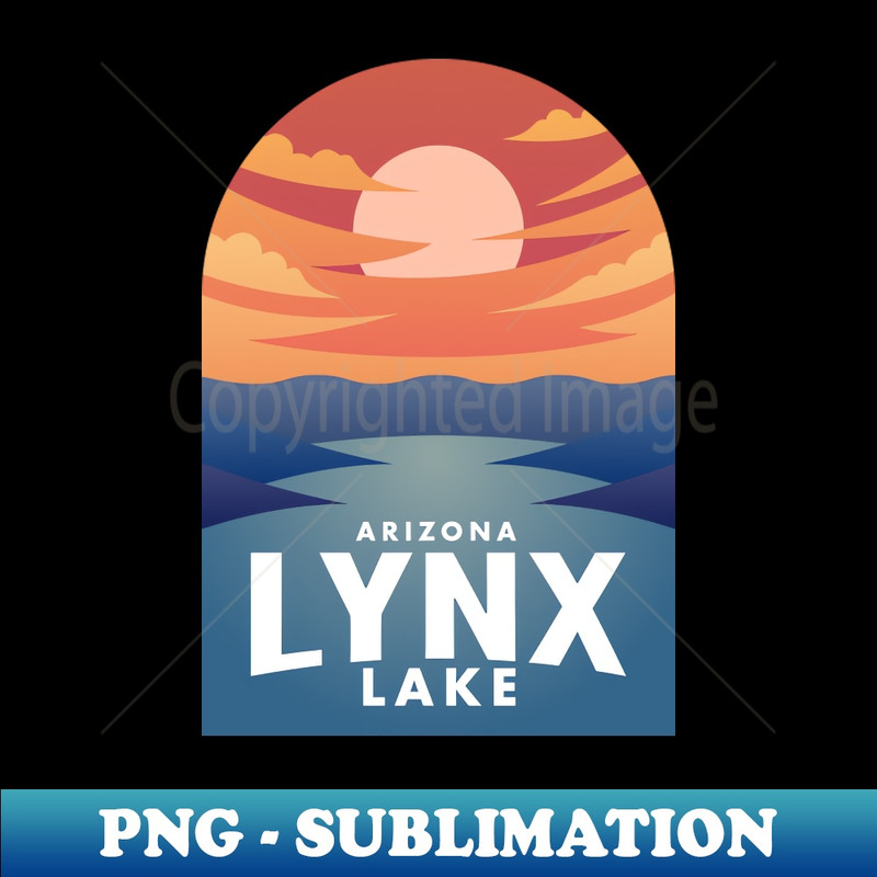 Lynx Lake AZ Retro Sunset - Signature Sublimation PNG File