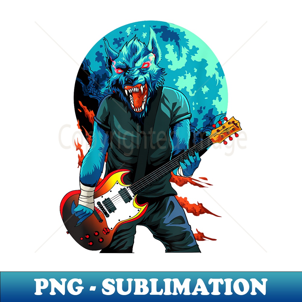 Werewolf Rockstar Guitar Player Halloween Arts Band Musician - Stylish Sublimation Digital Download