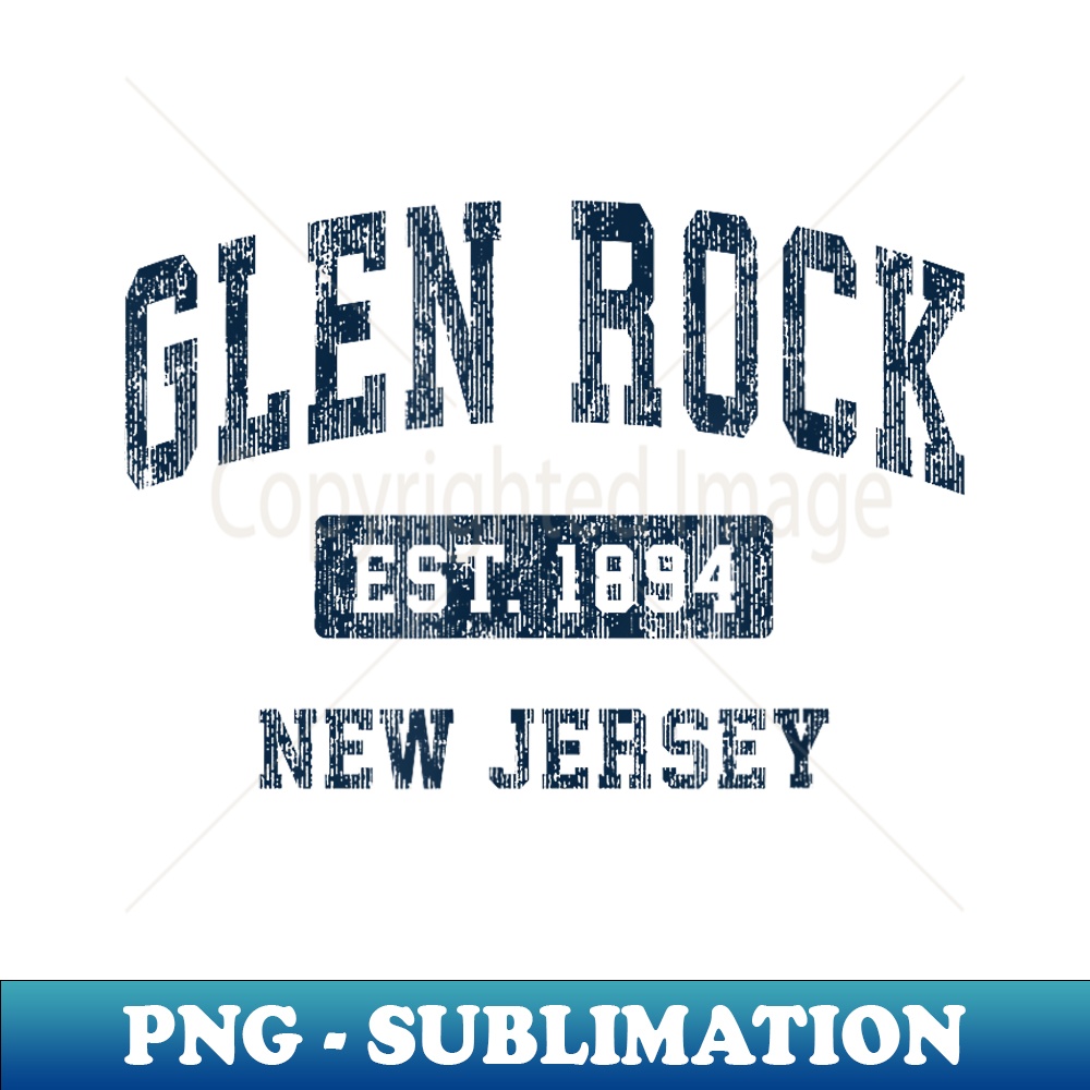 Glen Rock New Jersey NJ Vintage Sports Design Navy - Stylish Sublimation Digital Download