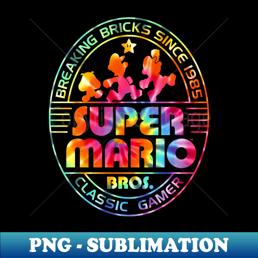 Super Mario Brick Break 85 Tie Dye Logo - Aesthetic Sublimation Digital File