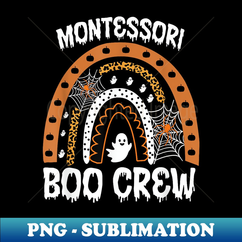 Montessori Teacher Halloween Boo Rainbow Leopard - Decorative Sublimation PNG File
