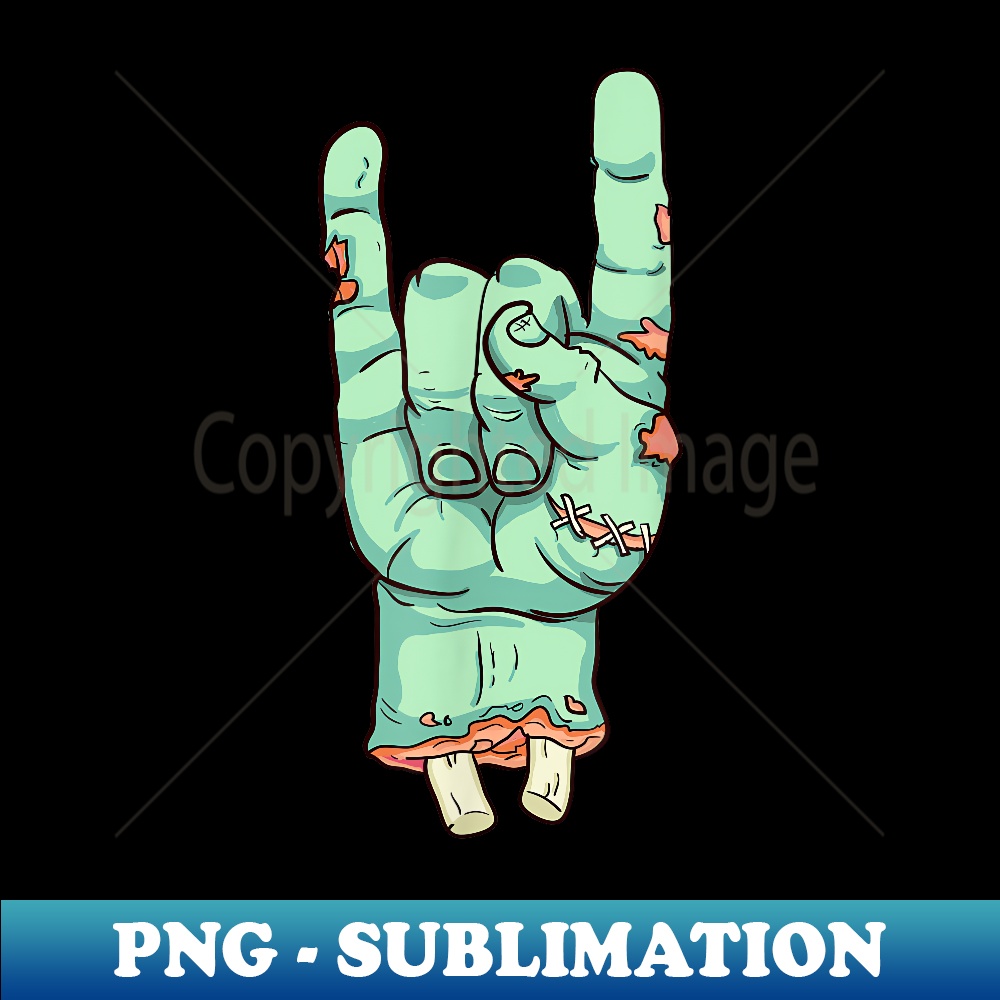 Rock n Roll zombie hand sign of the horns - Modern Sublimation PNG File