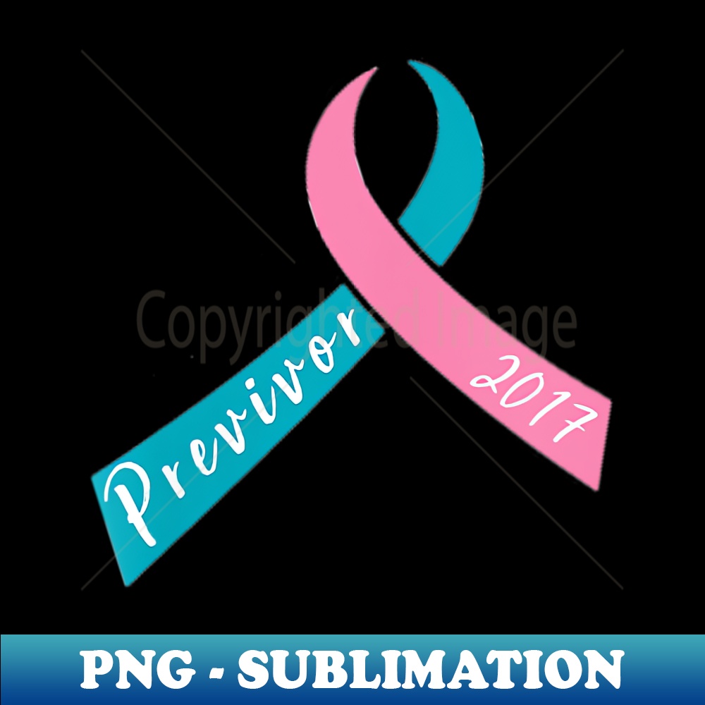 s Teal & Pink Ribbon - 2017 Previvor - PNG Transparent Digital Download File for Sublimation
