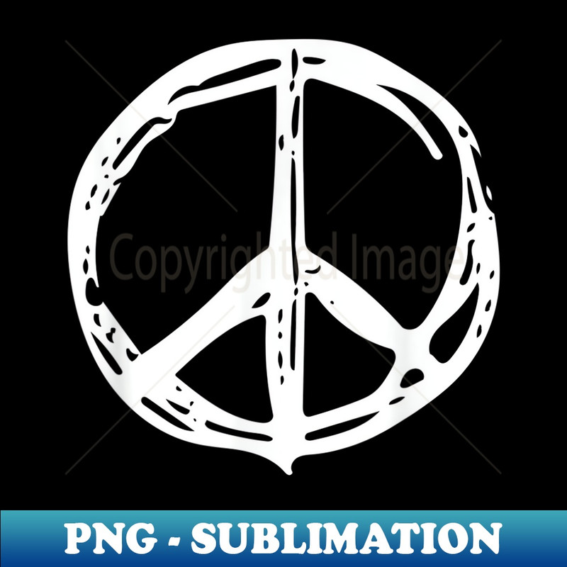 Hand Drawn Peace Sign - Vintage Sublimation PNG Download