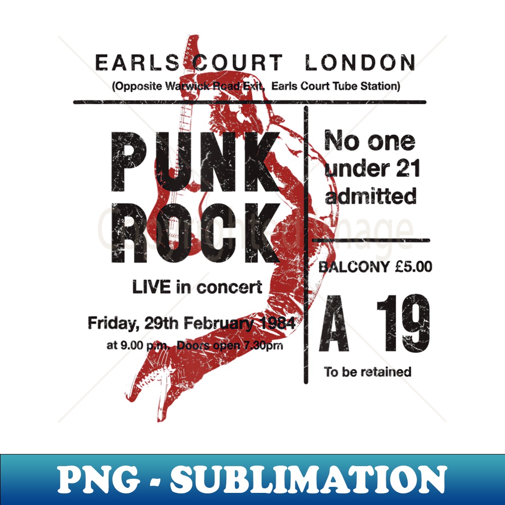 Punk Rock 80's Concert Vintage Ticket Retro - Sublimation-Ready PNG File