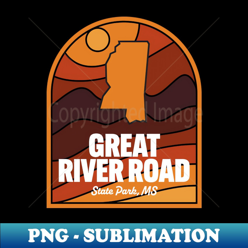 Great River Road State Park Mississippi - Retro PNG Sublimation Digital Download