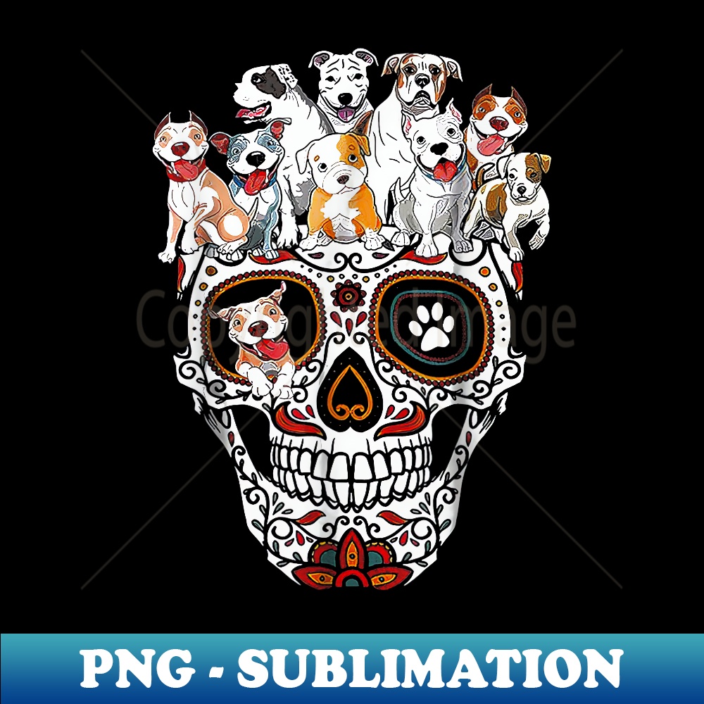 Pitbull Sugar Skull Dia De Los Muertos Pittie Dog Lover - Exclusive PNG Sublimation Download