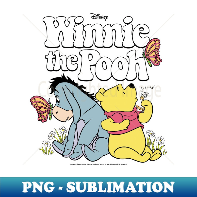 Winnie the Pooh - Retro Eeyore And Pooh - Unique Sublimation PNG Download