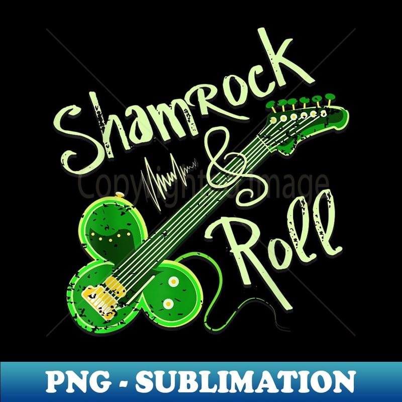 St Pats Day Irish Shamrock Roll Clover Guitar Music T - Exclusive PNG Sublimation Download