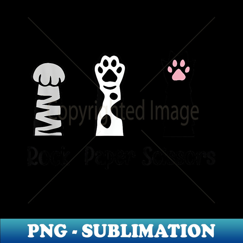 ROCK PAPER SCISSORS Hand Game Cute Paw Funny Cat Lover - Unique Sublimation PNG Download