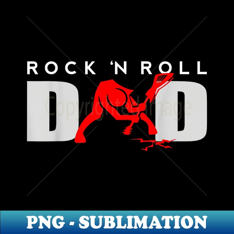 Rock n Roll Dad Fathers Day - Vintage Guitar Player - Exclusive PNG Sublimation Download