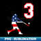 Baseball player number 3 with American USA flag - Creative Sublimation PNG Download