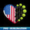 Funny Tennis Ball With American Flag Heart Happy 4th Of July - High-Quality PNG Sublimation Download