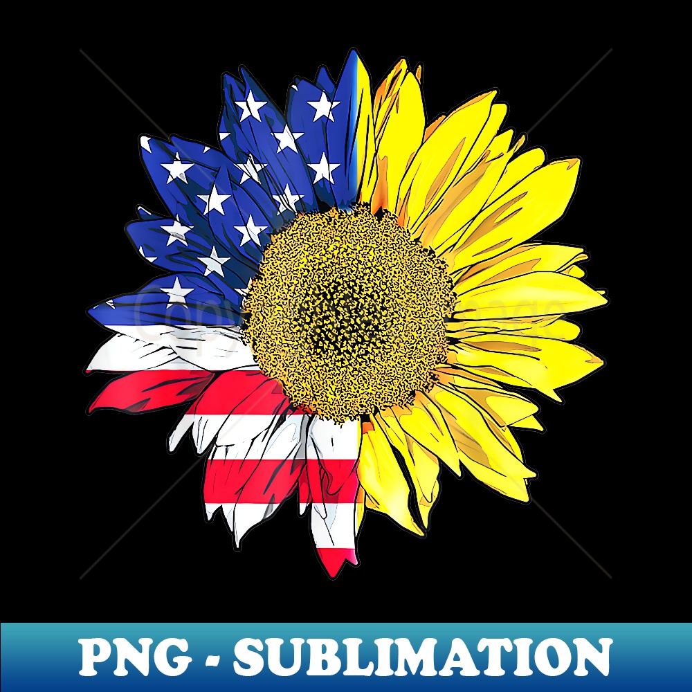July 4 Sunflower Painting American Flag Graphic Plus Size - Creative Sublimation PNG Download