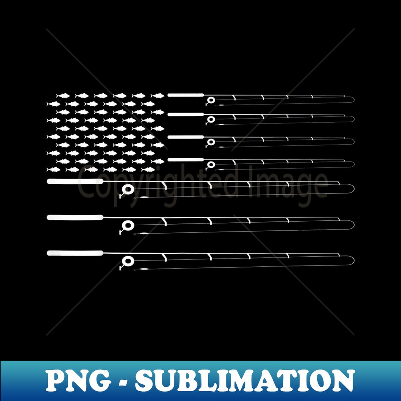 Fly Fishing Rod Angler Fisherman Fisher Angling USA Flag - Vintage Sublimation PNG Download
