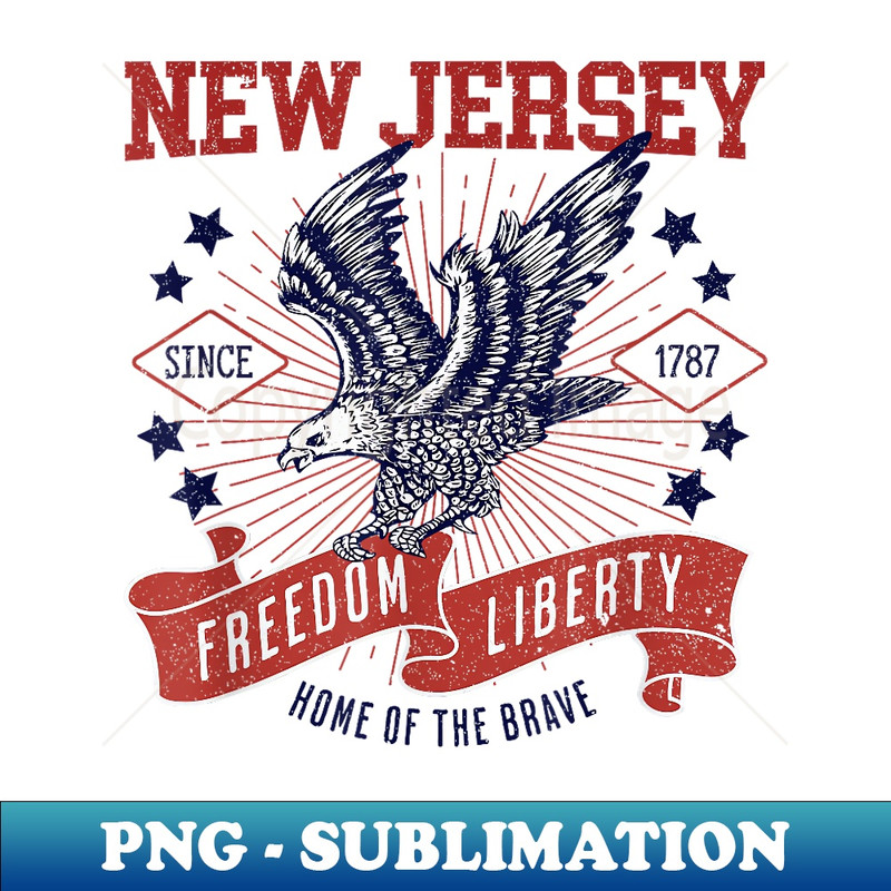 Retro USA Freedom Eagle 1787 - Vintage State New Jersey - High-Quality PNG Sublimation Download