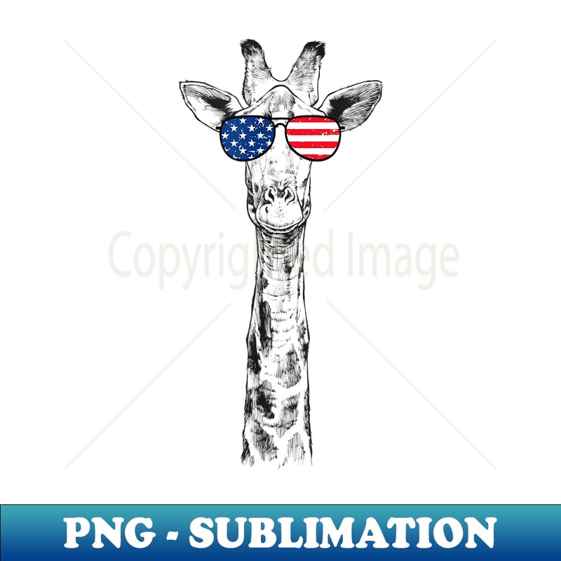 4th of July Giraffe Patriotic USA Sunglasses American - PNG Sublimation Digital Download
