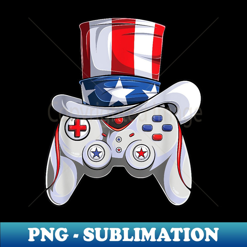 boys 4th of July Video Game American Flag Uncle Sam Gamer - Elegant Sublimation PNG Download
