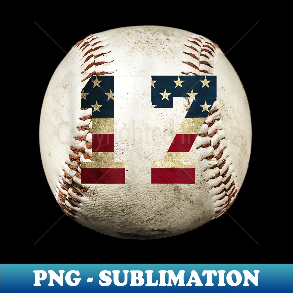 Baseball number 17 with American USA flag - Aesthetic Sublimation Digital File