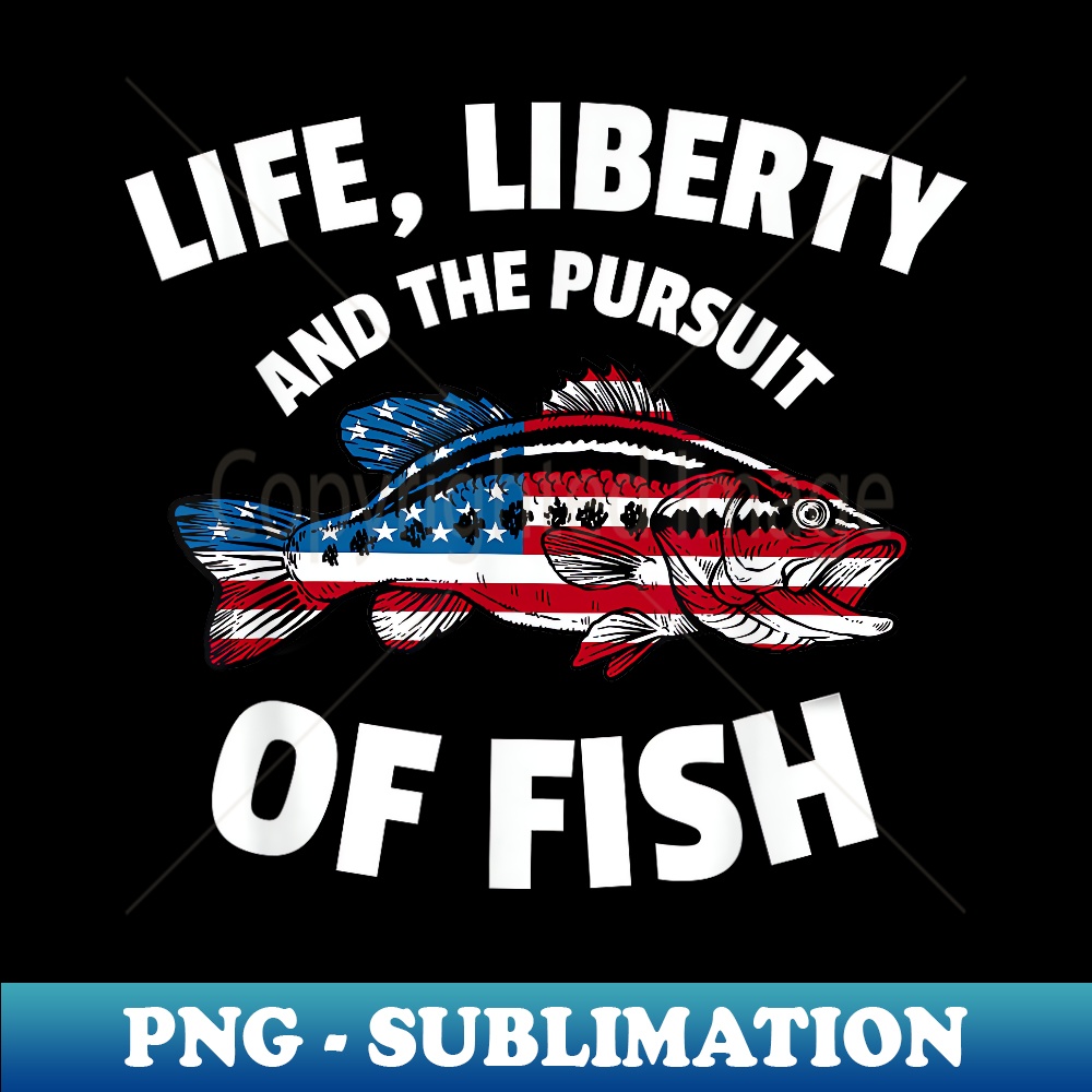 4th of July Fishing American Flag Pursuit of Fish - Exclusive Sublimation Digital File