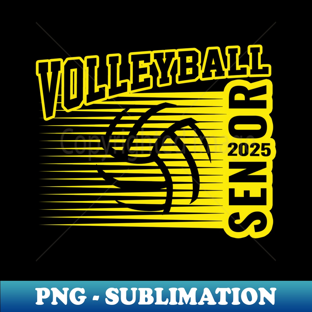 Volleyball Senior Class of 2025 Grad 25 Yellow Mascot - Vintage Sublimation PNG Download