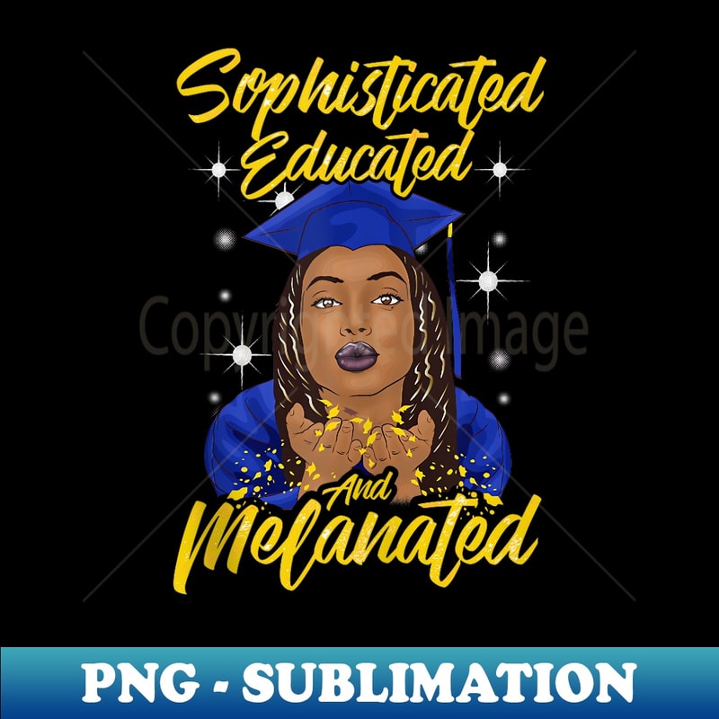 Black Girl Graduation Party Blue Gown HBCU Seniors 2024 2025 - PNG Transparent Sublimation File