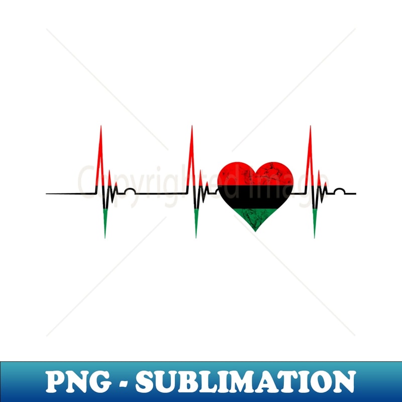 Pan African Heartbeat EKG Pulse Black Liberation UNIA Flag - PNG Transparent Sublimation Design