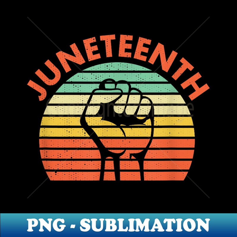 Juneteenth, Raised Fist, Vintage Striped Style - Trendy Sublimation Digital Download