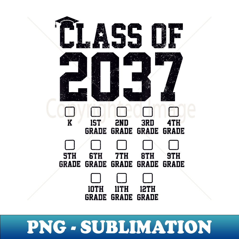 Class Of 2037 Grow With Me Check Marks First Day Of School - Elegant Sublimation PNG Download