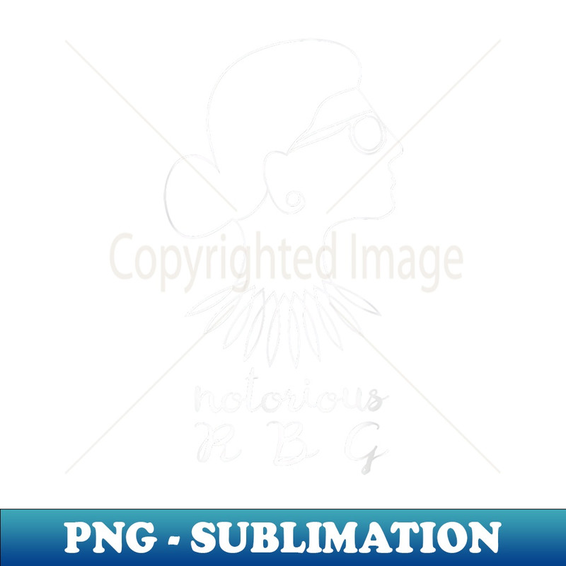 Notorious RBG Profile Collar Line Drawing Feminist Art - Premium PNG Sublimation File