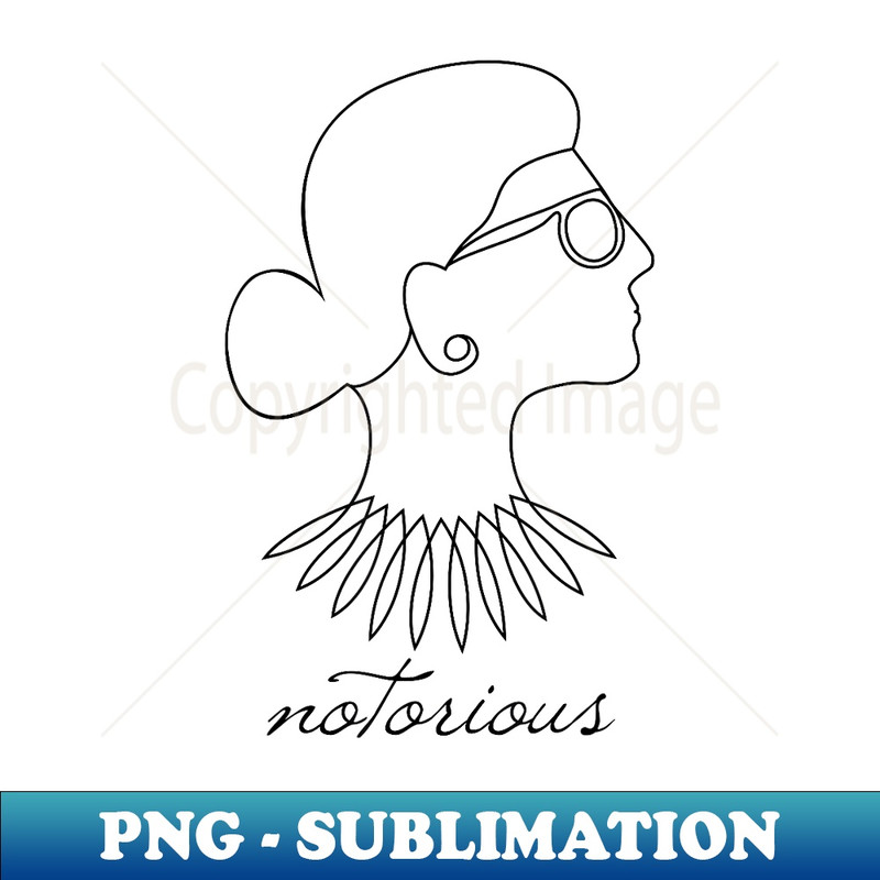 Notorious RBG Feminist Progressive Profile Line Drawing - Retro PNG Sublimation Digital Download