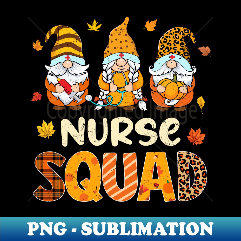 Nurse Squad Cute Gnome Nurse Leopard Thanksgiving Fall - Elegant Sublimation PNG Download