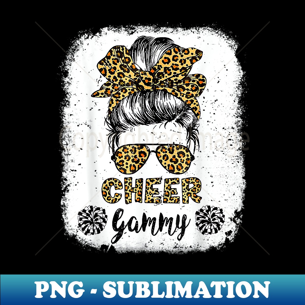 Cheer Gammy Leopard Messy Bun Cheerleader Bleached - Retro PNG Sublimation Digital Download