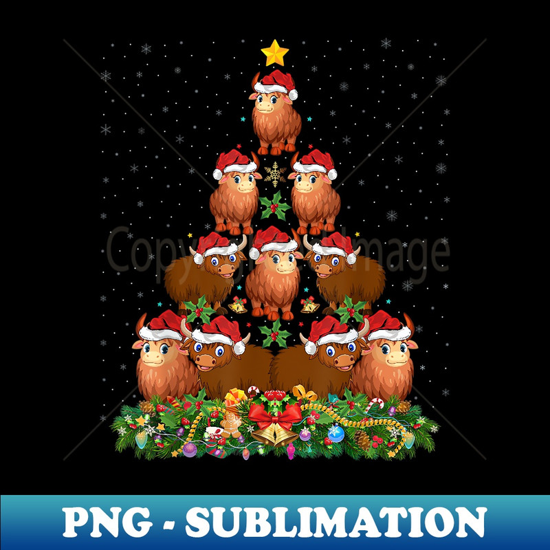 Yak Xmas Tree Santa Hat Yak Christmas 1 - Premium PNG Sublimation File