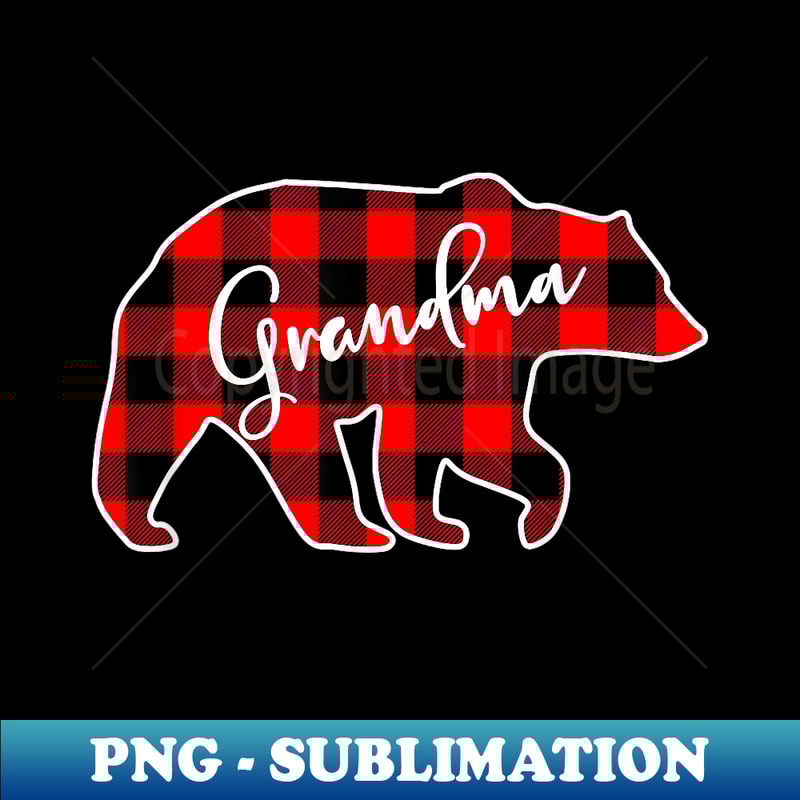 Grandma Bear Red Plaid Matching Family Christmas - PNG Transparent Digital Download File for Sublimation