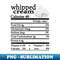 Whipped Cream Nutrition Thanksgiving Costume Food Facts 1 - Creative Sublimation PNG Download