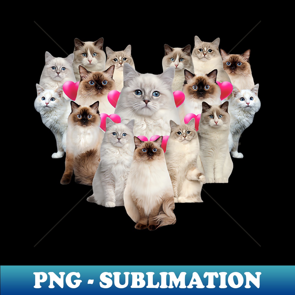 Funny Valentines Day Ragdoll Heart Cat Lover - Special Edition Sublimation PNG File