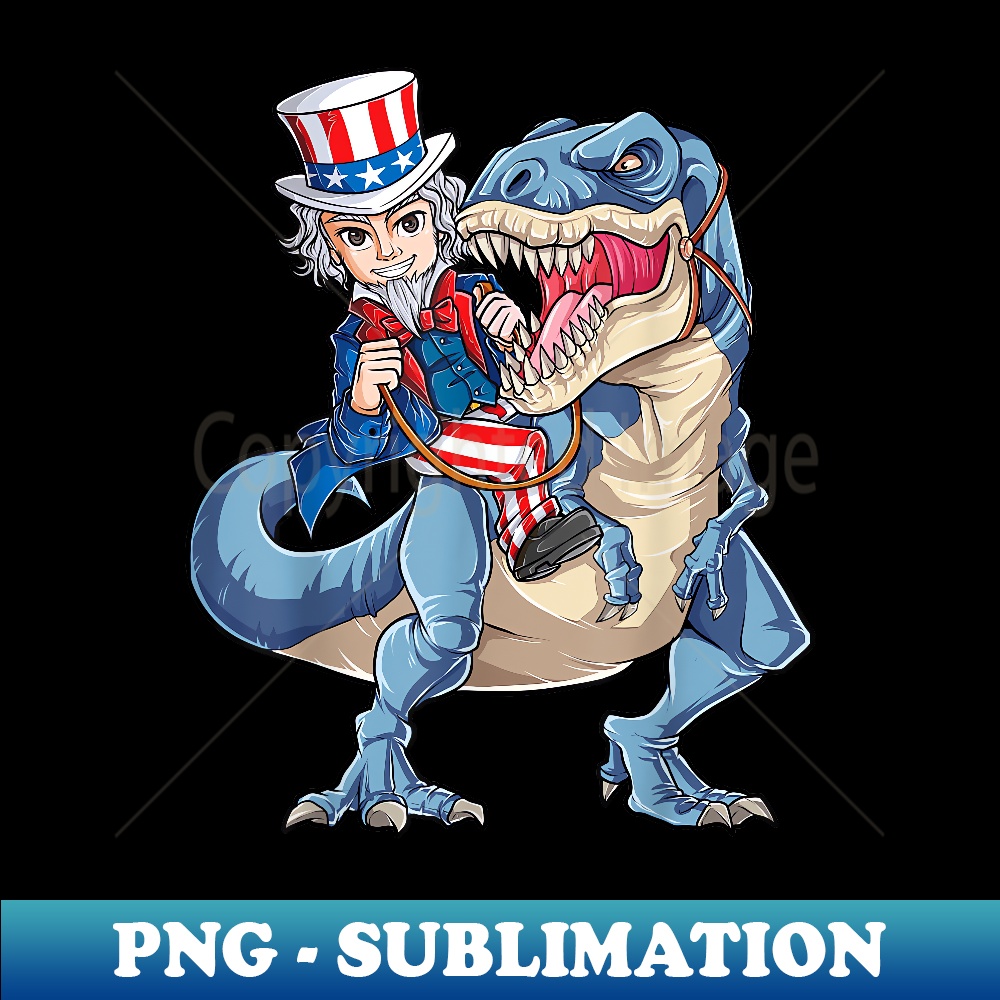Uncle Sam Dinosaur T 4th of July T rex Boys s 1 - Instant PNG Sublimation Download