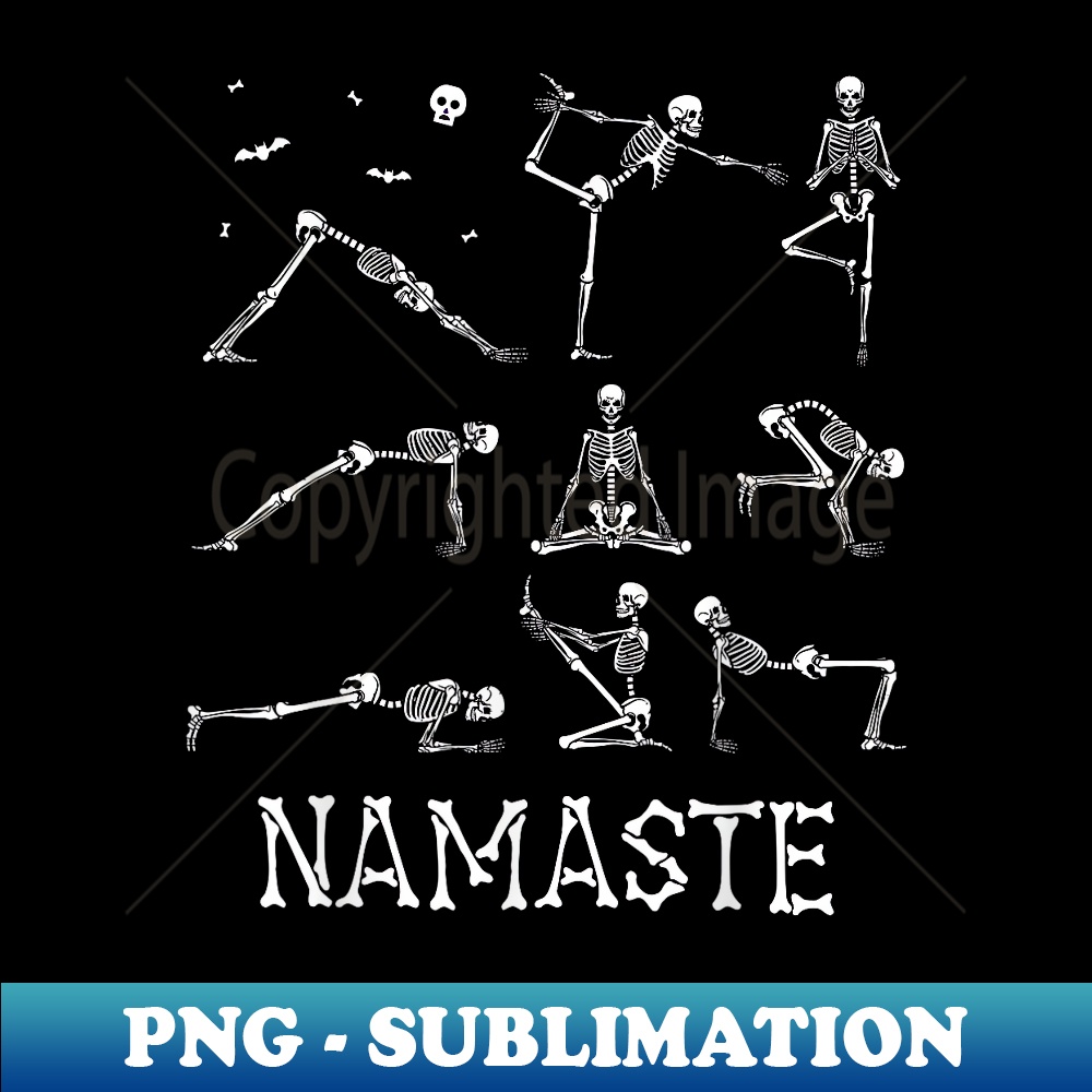 Namaste Yoga Skeleton Halloween s - Retro PNG Sublimation Digital Download